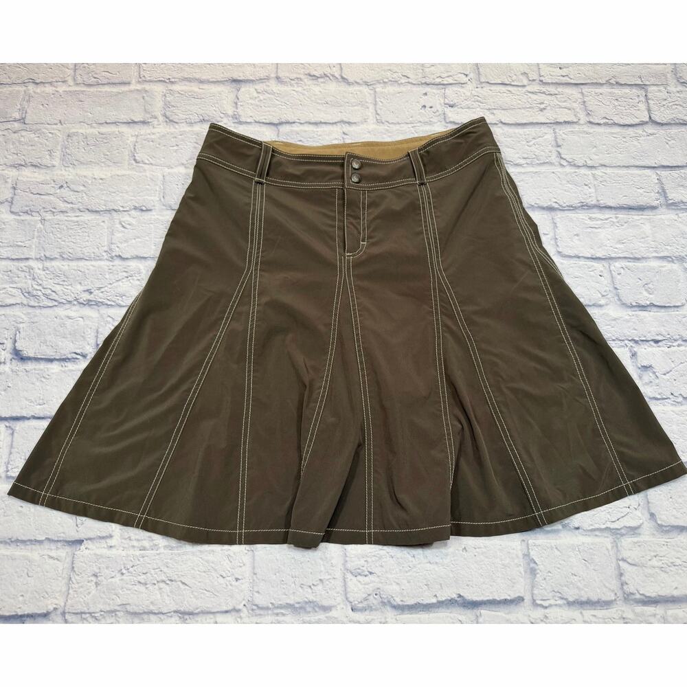 Athleta Greenish Brown Green Skort Skirt + Shorts Active A-Line Size 10 A766